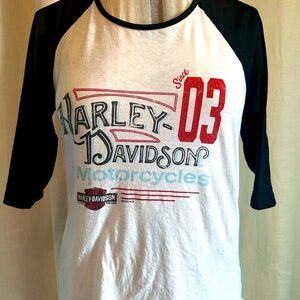 Ladies Harley Davidson 3/4 length sleeves t shirt size large